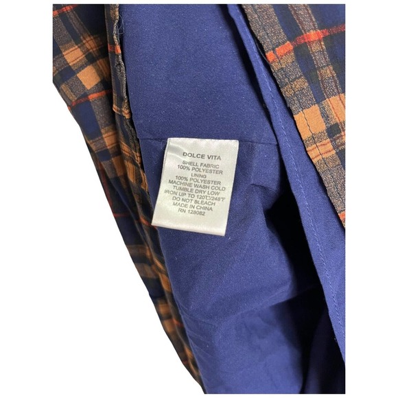 DV By Dolce Vita Womens XS Adelaide Plaid Chiffon Scoop Neck Lined Dress Blue - Picture 7 of 13